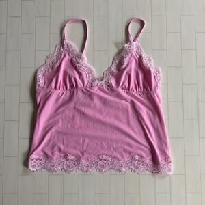 NWOT SKIMS Fit Everybody Triangle Lace Cropped Tank - Baby Pink L*